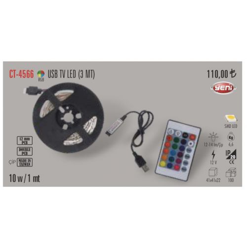 CATA USB TV ŞERİT  LED (3 MT) 10W/1MT CT-4566