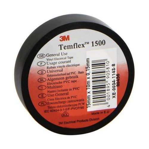 TEMFLEX 1500 SİYAH (19mm*20m) ELK. İZOLASYON BANDI 3M